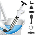 Toilet Plunger, High Pressure Drain Unclogger Plungers with Pressure Gauge, toilet auger Air Drain Blaster, Versatile Heavy Duty Clog Remover for Bathroom, Kitchen, Floor Drain (White) - color: White
