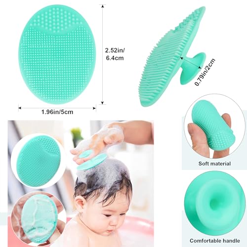 Baby Hair Brush, Goat Bristles Brush and Baby Cradle Cap Brush Set for Cradle Cap Wood Bristle Brush for Newborns and Toddlers (2 Piece) - color: 2PCS (Green Silicone Brush)