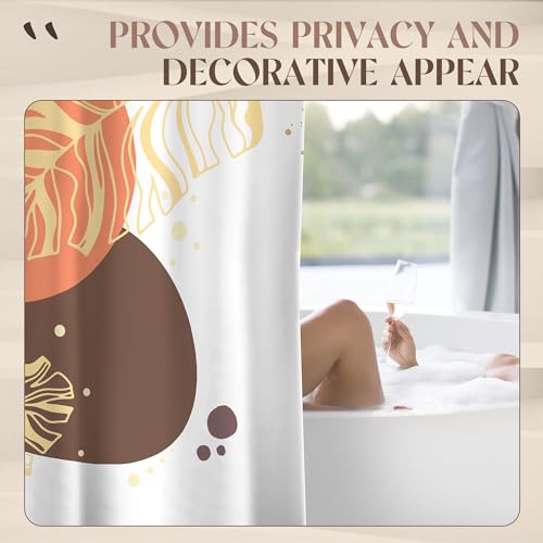 EOSAHR Boho Shower Curtain Set with 12 Hooks - Lightweight Polyester Bathroom Curtain, Machine Washable, Quick Dry - Leaf Abstract Art Design 71"x71" (Beige & Brown) - color: Boho - Leaves
