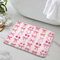 Red Cherry Pink Bow Cute Fruit Watercolor Bath Rug, Non-Slip Microfiber Soft Plush Modern Bathroom Mat Carpets Floor Mat for Bedroom Kitchen Bathroom Toilet 17x29 Inch - color: Pink