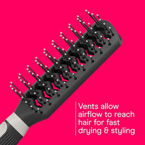 Conair Grip & Lift Vent Hairbrush, Full-Size and Mid-Size Brush Set, Nylon Bristle Hair Brushes for Blowout Styling, Value Pack, Color May Vary - color: Black, size: 2 Count