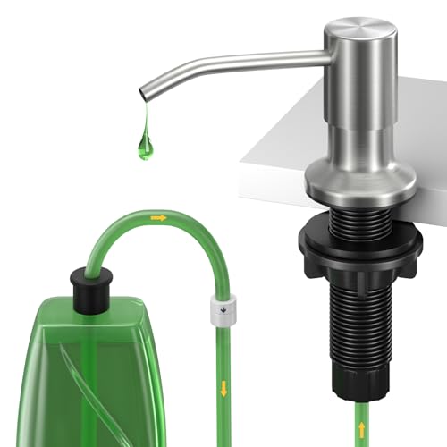 Kitchen Sink Soap Dispenser, Built in SoapDispenser, 47" Extension Tube kit, Counter Lotion Dispenser Pump, No Need More Refills (Brushed Nickel) - color: Brushed Nickel