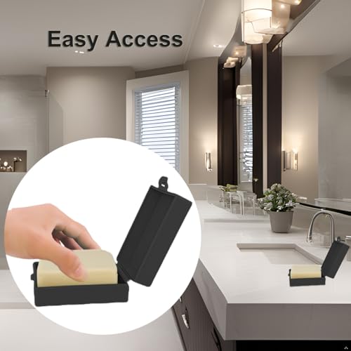 Soap Holder 2 Pack, Shower Bar Case Box Fit Dr Squatch, Waterproof Travel Container with Lid, Square Bathroom Soap Dish for Camping Gym Outdoor Traveling (Black/Clear Black) - color: Black /Clear Black