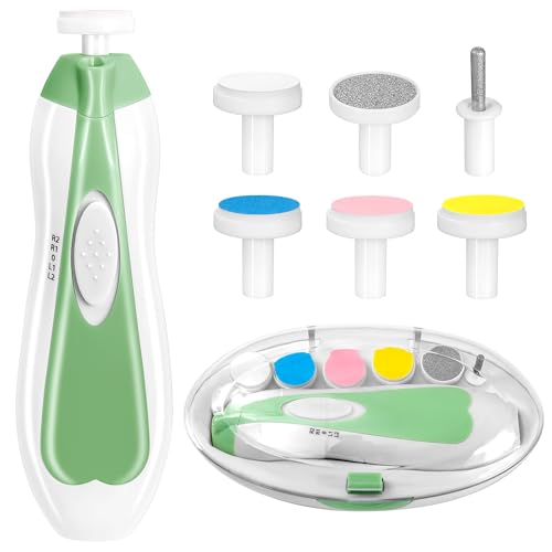 Qunlions life Baby Nail Trimmer Electric, 6 in 1 Baby Nail File Clippers Infant Grooming Kit Manicure Set for Toddler or Adults, Green - color: Green Nail Trimmer