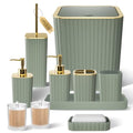 XLHOMO Bathroom Accessories Set - Gorgeous Bathroom Set, 10PC Sage Green Bathroom Accessory Set, Toilet Brush, Trash Can & Soap Dispenser - size: Bath Set, style: Sage Green&Gold