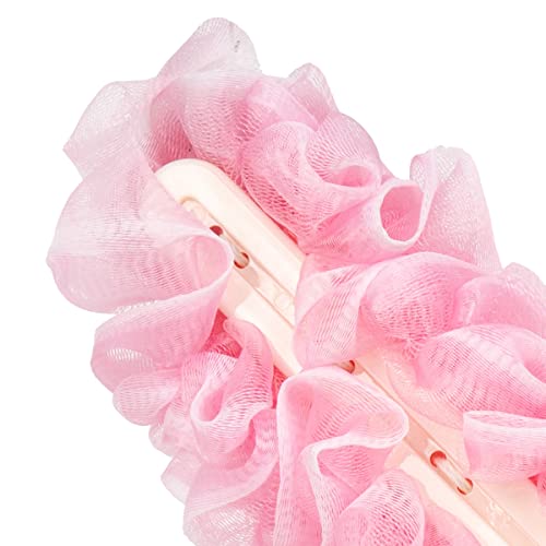 Lufa Back Scrubber for Shower, Anti-Slip Long Handle Bath Sponge Shower Brush, Soft Nylon Mesh Back Cleaner Washer, Loofah on a Stick Body Brush for Women&Men (Pink)