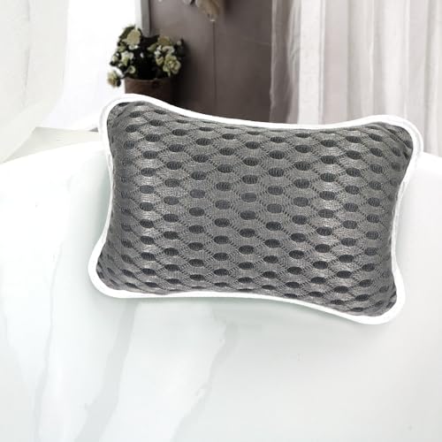 Luxury Bath Pillows for Tub, Slip Resistant Waterproof Bath Pillows for Tub Neck and Back Support with 2 Strong Suction Cups, Relaxing Spa Essentials (Dark Grey) - color: Dark Grey