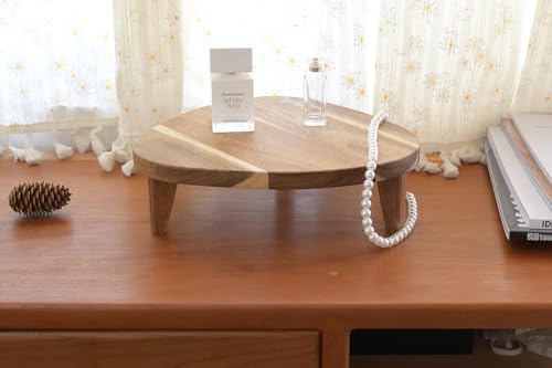 Acacia Wood Corner Pedestal Stand Triangle Decorative Farmhouse Wood Riser for Display Wooden Stand Soap Tray Candle Plant Holder Kitchen Bathroom Coffee Bar Counter Organizer