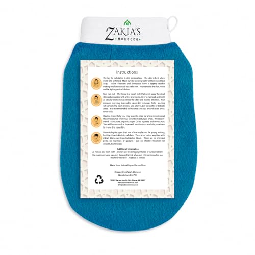 Kessa Exfoliating Mitt – Teal for Radiant Skin | Microdermabrasion, Removes dead skin, dirt and grime, spray tan removal - color: Teal Blue, size: 1 Count (Pack of 1)