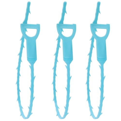 3 Pack 20 Inch Drain Clog Remover Snakes Blue | Hair Cleaning Tool Effective Drain Snake Auger Tool for Sink, Shower, Bathtub, and Toilet - color: Blue
