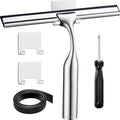 10" Squeegee for Shower Glass Door LASSHSWA All-Purpose Shower Squeegee for Glass Doors Bathroom Cleaner Tool Car Window Mirror Tile Wall Windshield Household with 2 Hooks and 2 Rubber Strips