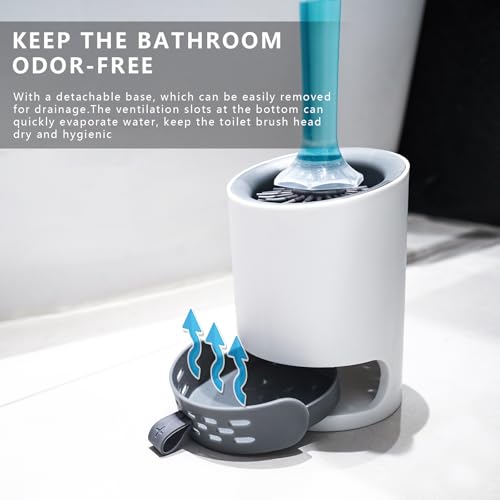 Silicone Toilet Brush and Holder Set, 1 Pack Bendable Toilet Scrubber for Curved Rim, Non-Scratch Drip-Resistant Brush with Sprayer, Space Saving Bathroom Essentials (1)