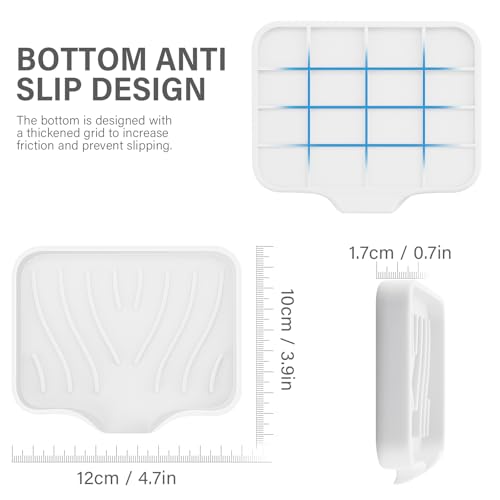Silicone Soap Dish with Drain, SAISN Kitchen Soap Tray for Shower 2 Pack Self Draining Soap Dish Soft Bathroom Soap Holder for Kitchen Sink Flexible Portable Soap Saver, White - color: White