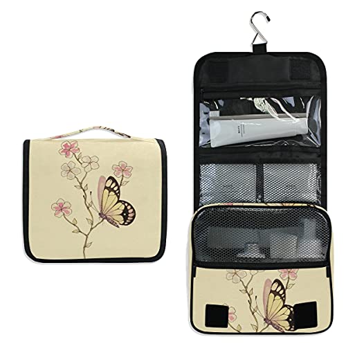 senya Hanging Travel Toiletry Bag Kit Makeup Case Cosmetics Organizer for Men Women - color: Butterfly Watercolor