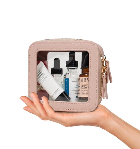 LETGO Clear Makeup Bags Small, TSA Approved Toiletry Bag with Zipper, Mini Clear Beach Makeup Pouch Purse Organizer Fit Carry-on Travel Essentials,Small Cosmetic Bags for Car Storage (Mini-Nude) - color: 0-Mini-Nude