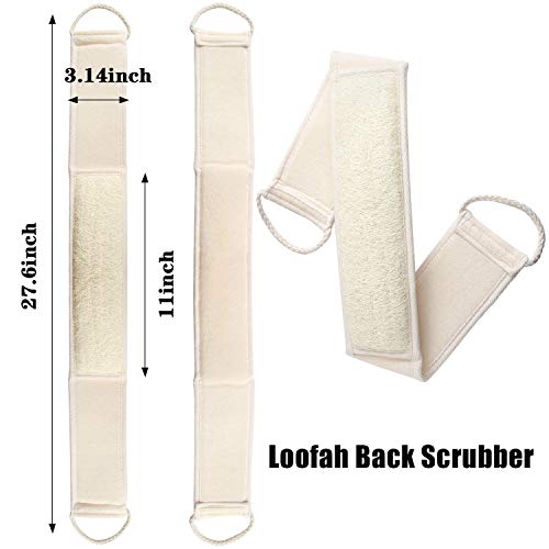 FEBSNOW Loofa Body Scrubber - 4 PCS Exfoliating Loofah Back Scrubber Natural Luffa Shower Bath Sponge Exfoliating Washcloth Face Scrubber Pad for Deep Clean & Invigorate Your Skin