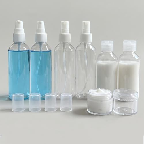 8-Pack Travel Bottles (100ml & 80ml) TSA Approved Leakproof Reusable for All Toiletry Essentials and More