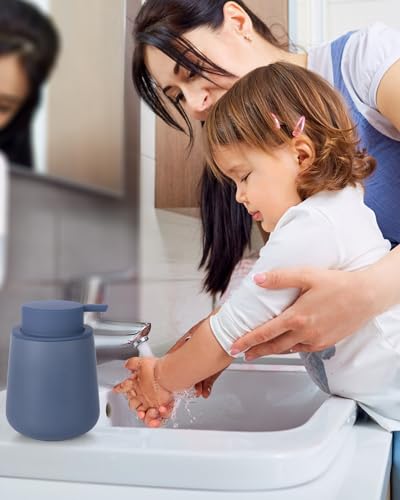 Bosilunlife Soap Dispenser Bathroom - Blue Ceramic Soap Dispenser Lotion Hand Pump Dish Soap Bottle for Kitchen 12oz Refillable Liquid Hand Wash Dispenser for Bathroom - color: Matte Blue