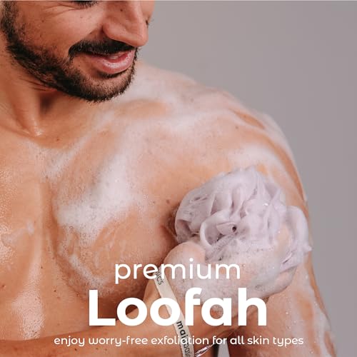 MainBasics Shower Loofah Sponge Pouf, Set of 3, Perfectly Pink | Soft Mesh Body Scrubber and Bath Sponge for Gentle Exfoliation, Rich Lather, and Everyday Shower Use - style: Perfectly Pink