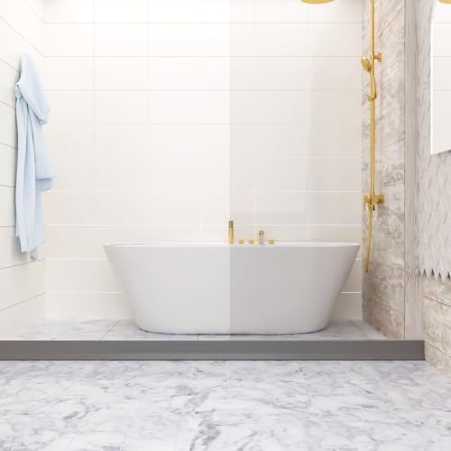 Raycity 3" High Shower Threshold Water Dam 74 IN Collapsible Shower Water Splash Guard for Curbless Shower Threshold Barrier Water Stopper for Wet and Dry Separation Bathroom and Kitchen (Grey) - color: Gray, style: 74 inch