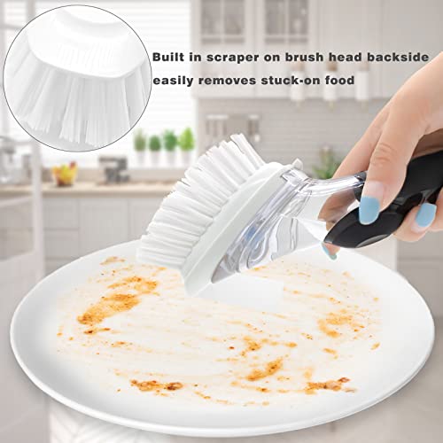 Brush Refills for RIMAY Dish Brush - 4 Pack Dish Brush Cleaning Soap Dispensing Head Replacement for Scrubber (White) - color: White