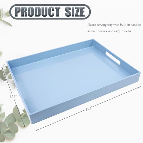 Spsyrine Serving Tray with Handles, Plastic Decorative Tray for Coffee Table, Living Room, Home Decor, 3040B - color: Multi B