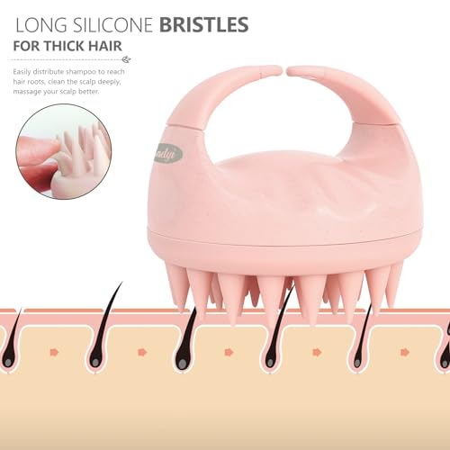 Sndyi Scalp Massager Shampoo Brush, Scalp Scrubber with Soft Silicone Bristles, Scalp Exfoliator for Dandruff Removal, Scalp Massager for Hair Growth, Wet Dry Hair Brush for Scalp Care, Pink - color: Pink