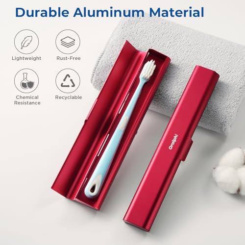 Aluminum Toothbrush Travel Case, Portable Travel Toothbrush Holder, Durable Manual Toothbrush Box Container for Traveling, Bathroom, Camping, Business Trip-Red - color: Red, size: 1 Pack (Standard)