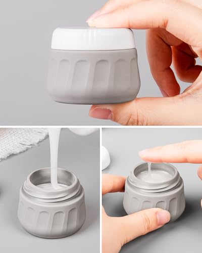 Mrsdry Travel Bottles for Toiletries 8 Pack, TSA Approved Travel Size Containers 3oz, Leak Proof Silicone Squeezable Creams Jars with Clear Travel Bag - color: Proper Gray, size: 3oz bottle 1oz jar