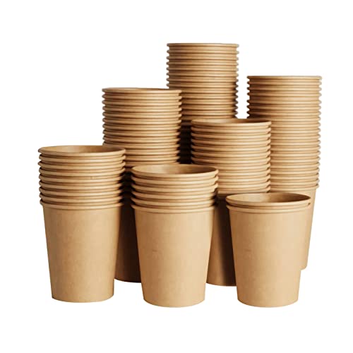 SIUQ 400 Pack 8 oz Kraft Paper Cups, Unbleached Disposable Paper Coffee Cups, Thickened Hot/Cold Beverage Drinking Cup for Party, Home, Cafes, Bistros, Businesses (Brown) - style: 8oz-400pack