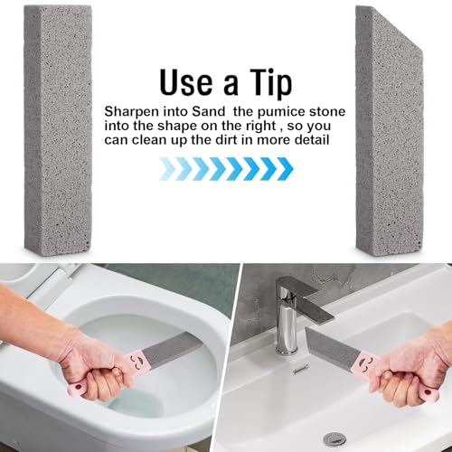 Navona 8 Pack Pumice Stone Scouring Sticks with 2 Universal Handles, Grey Pumice Stone Cleaner for Cleaning Toilets, Bathrooms, Kitchens, Spas and Pools - color: 8-PACK
