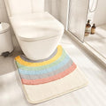 Cute Toilet Rug U Shaped, Microfiber Bathroom Toilet Rugs Non Slip Bath Mat Toliet Rug Machine Washable Absorbent Bathroom Rugs 20 x 22 Inches, Rainbow - color: Rainbow