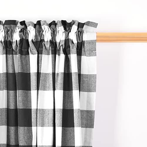 3 Pc Cotton Classic Country Farmhouse Kitchen Window Curtain -Black & White Buffalo Check Tier & Valance Set, 54" x 18" / 27" x 24" - color: Plaids Black&white, size: 27"W x 24"L (Pack of 3)