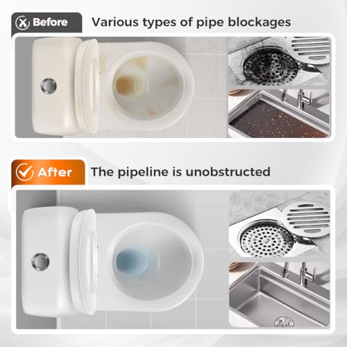 5 Pack 25 Inch Drain Snake, 2025 New Clog Remover, Flexible Hair Removal Tool for Bathroom and Kitchen, Durable Pipe Cleaning Tool for Homeowners (5 Pack) - size: 5 Count