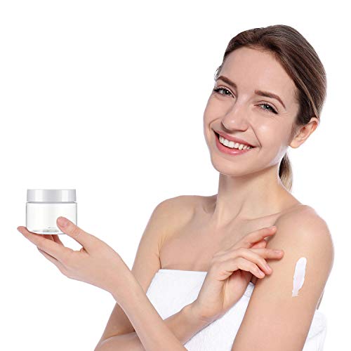 Patelai 4 Pieces Round Wide-mouth Leak Proof Plastic Container Jars with Lids for Travel Storage Makeup Beauty Products Face Creams Oils Salves Ointments DIY Making(2 Ounce,White) - color: White, size: 2 Ounce