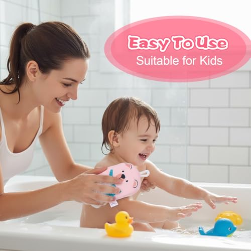 4 Pcs Bath Sponge for Bathing, Multicolored Bath Loofah Sponge, Soft Absorbent Shower Sponges - color: Light Color