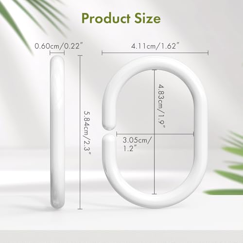 Amazer Shower Curtain Rings, 24 Pcs Plastic Shower Curtain Hooks, White Shower Curtain Hooks Rings, Rust Proof Shower Rings C Shaped Shower Hooks for Shower Curtain and Liner Bathroom - color: White C-shape, size: 24 Pack