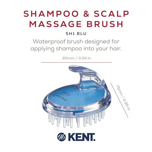 KENT SH1 BLU Scalp Scrubber Hair Brush and Scalp Exfoliator Brush for Distributing Shampoo and Conditioner, Shower Scalp Massage Tool and Hair Growth Brush Shower Brush with 42 Soft Rubber Bristles - color: Blue, size: 3 Pack