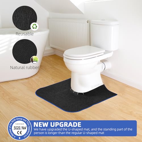 Upgrade Round Commode Potty Training Mats for Boys, Toilet Training Mats, Potty Training Toilet Rugs, Toilet Rugs u Shaped Washable,Toilet mats for Bathroom(4 Pack, Dark Grey) - color: Dark Grey