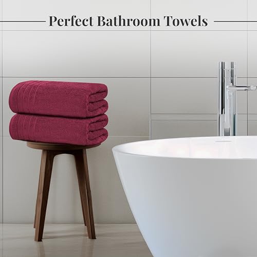 Tens Towels Pack of 4 Extra Large Bath Towels 30 x 60 Inches, 100% Cotton, Larger & Lighter Weight, Quicker to Dry, Super Soft and Absorbent, Perfect for Bathroom, Burgundy - color: Burgundy