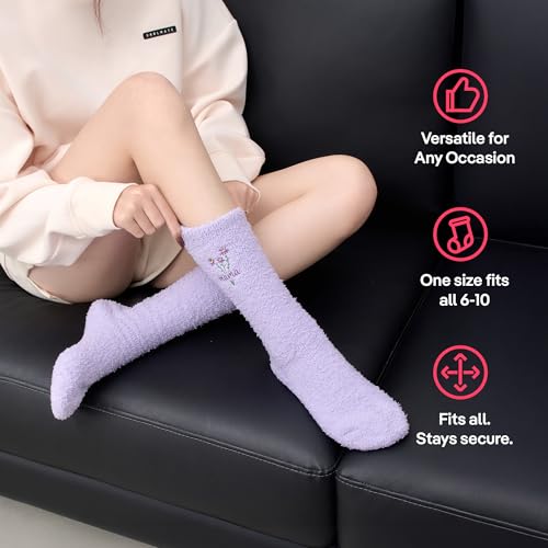 CoolMate Cozy Soft Cloud Socks, Fuzzy Socks for Women - color: B.01 - Mama Flowers Purple
