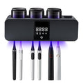 LXIANGN 3 in 1 Toothbrush Cleaner Holders for Bathrooms,Wall Mounted Toothbrush Holders with Drying and Cleaning,Smart LED Screen,6 Toothbrush Slots,3 Cups and Toothpaste Dispenser (Deep Grey) - color: Deep Grey