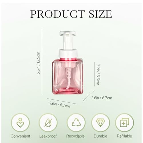 12 Piece 250ml Foam Soap Dispenser, Travel Foam Dispenser. Refillable Plastic Pump Hand Soap Bottle, Travel Essentials, Clear Container for Bathroom Vanity - color: Pink