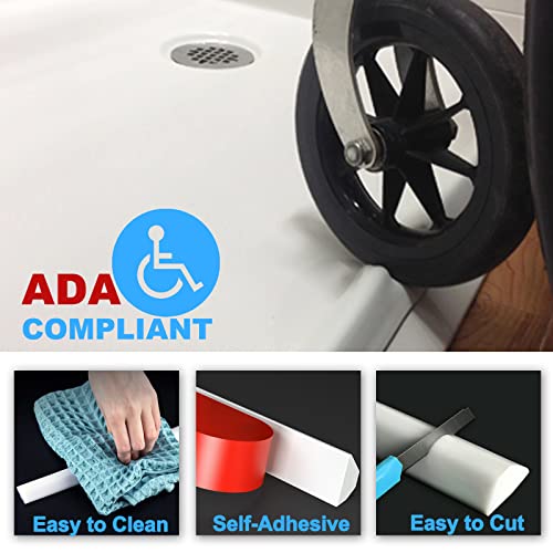 Duzzy 75 Inch Collapsible Shower Water Dam, Shower Threshold Water Stopper Barrier and Retention System and Keeps Water Inside Threshold Dry and Wet Separation, Suitable for Bathroom & Kitchen - color: White, style: 75 Inch
