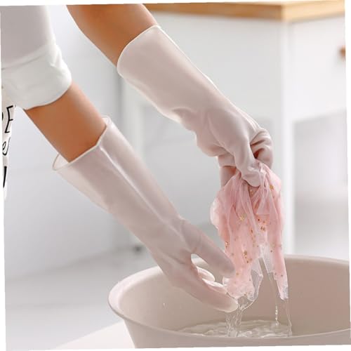 Kitchen Cleaning Gloves Waterproof Household Latex Plastic Steel Protective Gloves Anti-slip for Home and Toilet Use Size L 4 Pairs Set