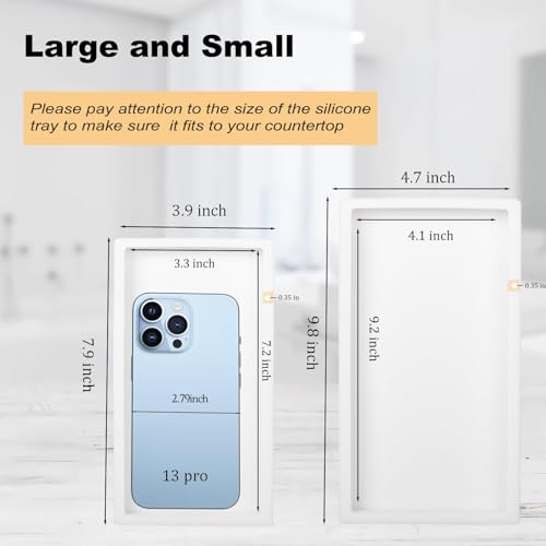 Silicone Bathroom Vanity Tray Dish Soap Holder Sink Organizer, White | 2 Pack, Thickened Silicone, Easy to Clean, Waterproof, Non-Slip, for Countertop, Kitchen, Bedroom, Dresser - color: White, size: 2-Pack (7.9" x 4.0")