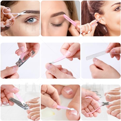 Manicure Set Pedicure Kit Nail Clippers Set Fingernail Clipper Set Ingrown Toenail Nail Kit Scissor Nail Trimmer Kit 15 Pieces Travel Nail Kit Care Grooming Tools with Fine Case Fine GIF (Pink_15in1) - color: Pink_15 in 1