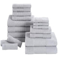 Modern Threads Air Cloud 18-Piece Towel Set - 100% Zero-Twist Cotton, 500 GSM, Quick Dry & Plush, Gray - color: Gray, size: 18 Pcs Towel Set