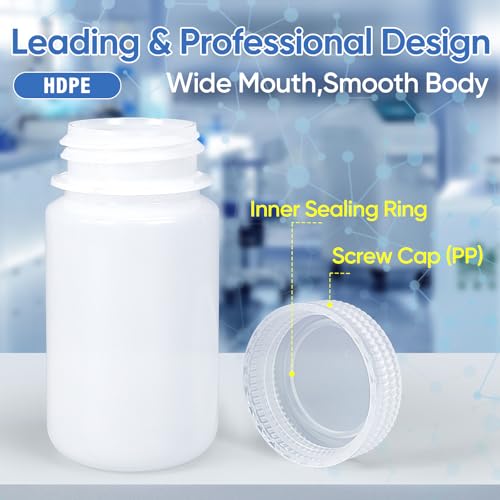 DEMORA 4 oz Small Plastic Bottles with Caps, Airtight Refillable Wide Mouth Travel Bottles for Toiletries, PP Food Grade Plastic Containers for Liquids Pill Sample Lab Reagent (Translucent, 4 Pcs) - color: Translucent, size: 4 oz