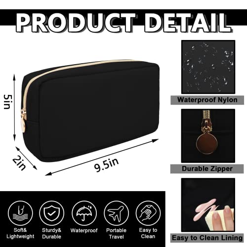 UIXIZQ Waterproof Small Makeup Pouch for Purse,Nylon Travel Toiletry Storage Pouch Cute Preppy Cosmetic Bag for Women Girl,Waterproof Makeup Organizer Skincare Bag Purse with Zipper(Small-Black) - color: Black, size: Small